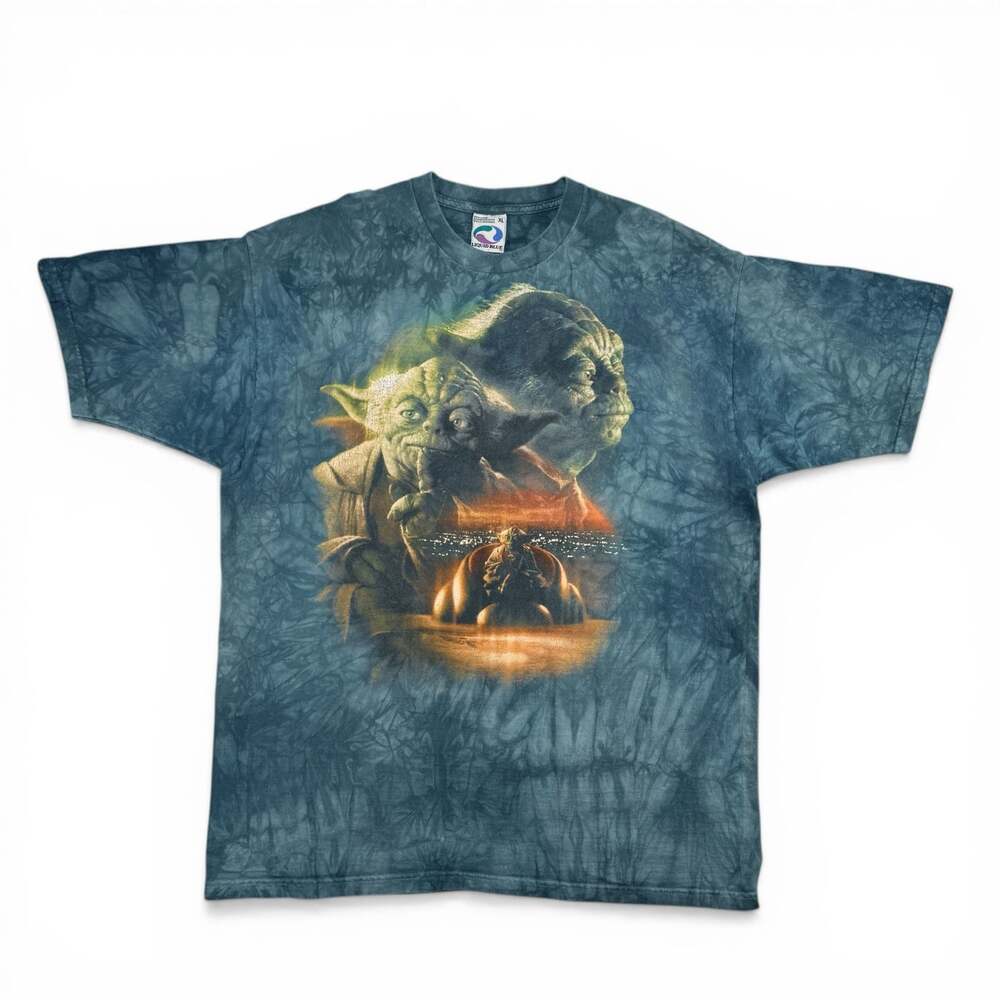 Liquid Blue Star Wars Yoda Tie Dye Graphic T-Shirt Size XL